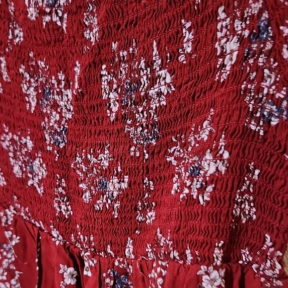 Haute Monde Red Midi Sundress with Off the Shoulder Neckline - Picture 3 of 10